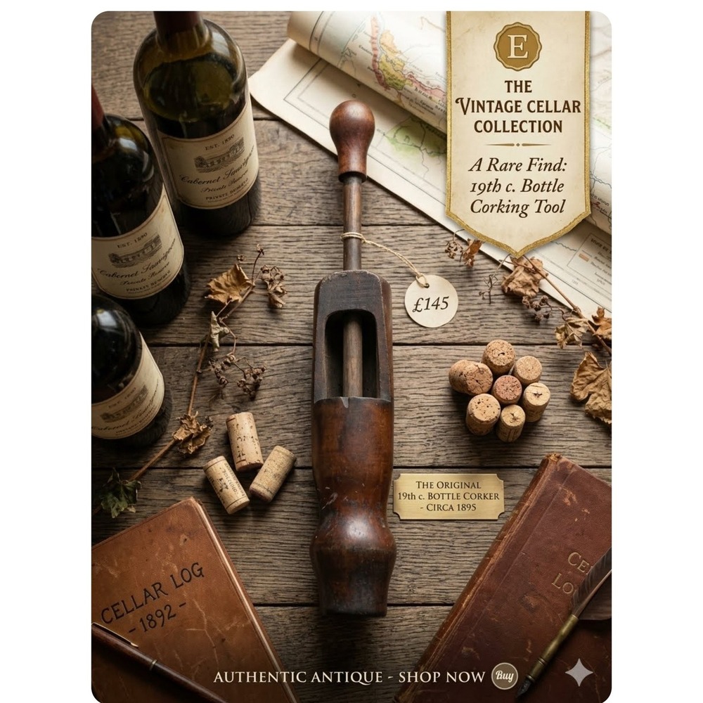 Antique 19th Century Wooden Bottle Corker Circa 1895 Wine Bottling Tool Rare